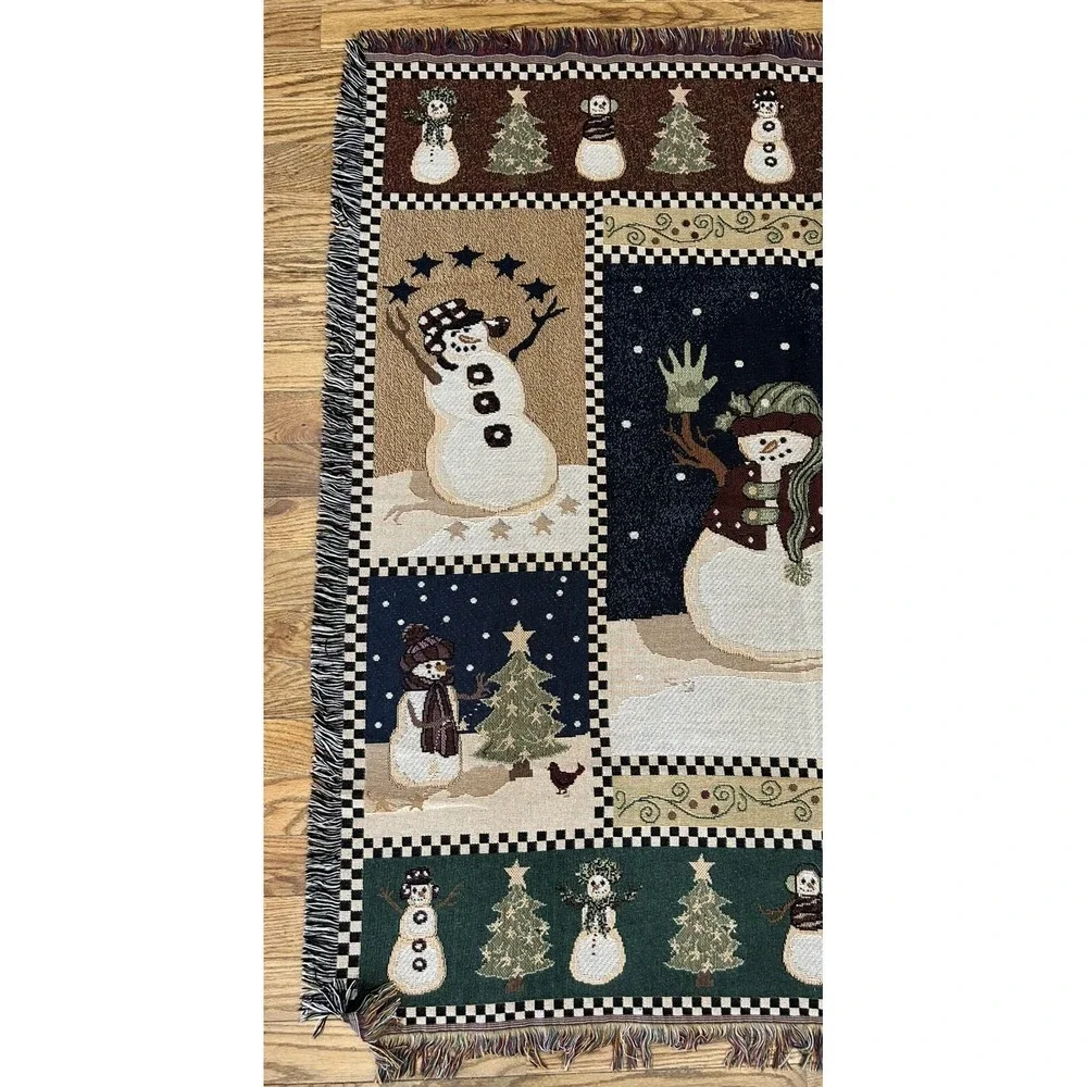 Snowman Tapestry Blanket Winter Scene 52